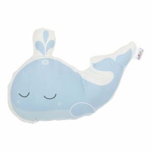 Modrý detský vankúšik s prímesou bavlny Apolena Pillow Toy Whale, 35 x 24 cm