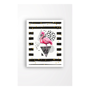 Nástenný obraz na plátne v bielom ráme Tablo Center Flamingo Black, 29 × 24 cm
