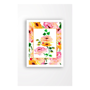 Nástenný obraz na plátne v bielom ráme Tablo Center Orange Flowers, 29 × 24 cm