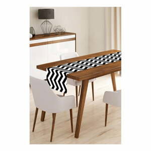 Behúň na stôl z mikrovlákna Minimalist Cushion Covers Black Stripes, 45 × 145 cm