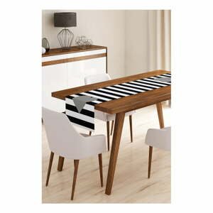 Behúň na stôl z mikrovlákna Minimalist Cushion Covers Stripes with Grey Heart, 45 × 145 cm