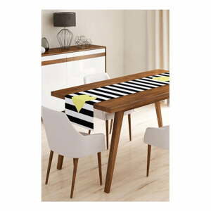 Behúň na stôl z mikrovlákna Minimalist Cushion Covers Stripes with Yellow Heart, 45 × 145 cm