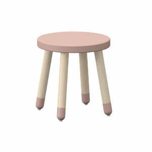 Ružová detská stolička s nohami z jaseňového dreva Flexa Play, ø 30 cm