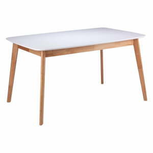 Biely jedálenský stôl s podnožím z kaučukovníkového dreva sømcasa Enma, dĺžka 120 cm