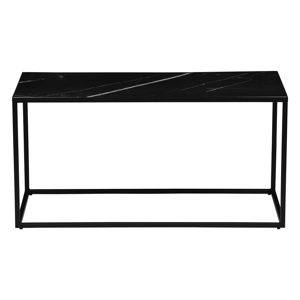 Čierny odkladací stolík s doskou v dekore mramoru vtwonen, 90 x 45 cm
