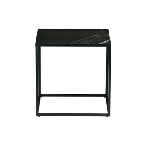 Čierny odkladací stolík s doskou v dekore mramoru vtwonen, 45 x 45 cm