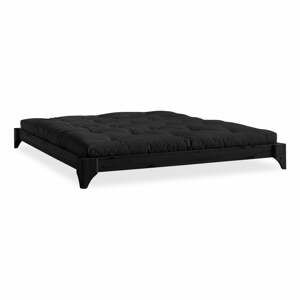 Dvojlôžková posteľ z borovicového dreva s matracom Karup Design Elan Double Latex Black/Black, 140 × 200 cm
