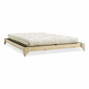 Dvojlôžková posteľ z borovicového dreva s matracom a tatami Karup Design Elan Comfort Mat Natural/Natural, 180 × 200 cm