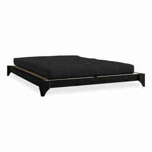 Dvojlôžková posteľ z borovicového dreva s matracom a tatami Karup Design Elan Comfort Mat Black/Black, 180 × 200 cm