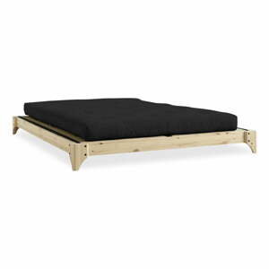 Dvojlôžková posteľ z borovicového dreva s matracom a tatami Karup Design Elan Double Latex Natural/Black, 180 × 200 cm