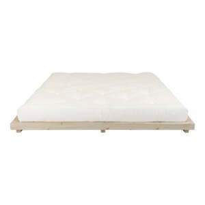 Dvojlôžková posteľ z borovicového dreva s matracom Karup Design Dock Comfort Mat Natural/Natural, 180 × 200 cm