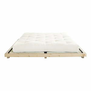 Dvojlôžková posteľ z borovicového dreva s matracom a tatami Karup Design Dock Comfort Mat Natural/Natural, 180 × 200 cm