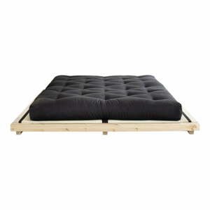 Dvojlôžková posteľ z borovicového dreva s matracom a tatami Karup Design Dock Comfort Mat Natural/Black, 180 × 200 cm