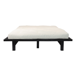 Dvojlôžková posteľ z borovicového dreva s matracom Karup Design Blues Comfort Mat Black/Natural, 140 × 200 cm