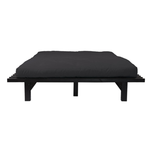 Dvojlôžková posteľ z borovicového dreva s matracom Karup Design Blues Comfort Mat Black/Black, 140 × 200 cm