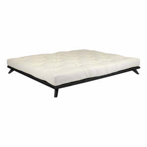 Dvojlôžková posteľ z borovicového dreva s matracom Karup Design Senza Comfort Mat Black/Natural, 160 × 200 cm