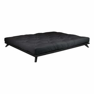 Dvojlôžková posteľ z borovicového dreva s matracom Karup Design Senza Comfort Mat Black/Black, 160 × 200 cm
