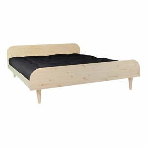 Dvojlôžková posteľ z borovicového dreva s matracom Karup Design Twist Double Latex Natural/Black, 140 × 200 cm