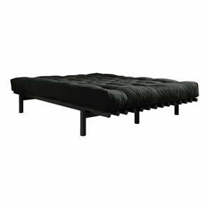 Dvojlôžková posteľ z borovicového dreva s matracom Karup Design Pace Comfort Mat Black/Black, 140 × 200 cm