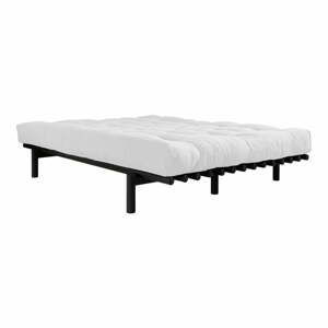 Dvojlôžková posteľ z borovicového dreva s matracom Karup Design Pace Double Latex Black/Natural, 160 × 200 cm