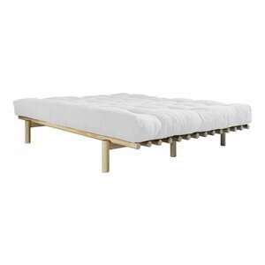 Dvojlôžková posteľ z borovicového dreva s matracom Karup Design Pace Comfort Mat Natural Clear/Natural, 180 x 200 cm