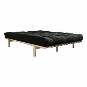 Dvojlôžková posteľ z borovicového dreva s matracom Karup Design Pace Comfort Mat Natural/Black, 180 × 200 cm