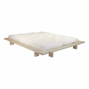 Dvojlôžková posteľ z borovicového dreva s matracom Karup Design Japan Double Latex Raw/Natural, 140 × 200 cm
