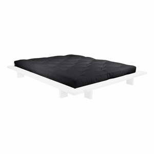 Dvojlôžková posteľ z borovicového dreva s matracom Karup Design Japan Comfort Mat White/Black, 160 × 200 cm