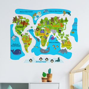 Nástenná samolepka Ambiance Colored Baby World Map