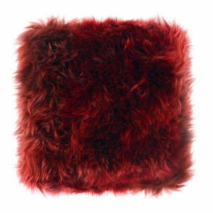 Tmavočervený vankúš z ovčej kožušiny Royal Dream Sheepskin, 45 x 45 cm