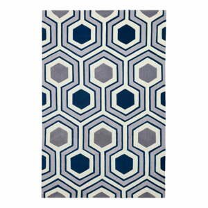 Modrý koberec Think Rugs Hong Kong Hexagon, 150 x 230 cm