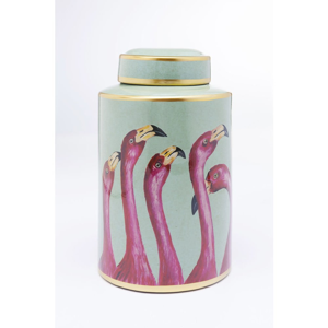Dekoratívne dóza Kare Design Flamingos, výška 29 cm