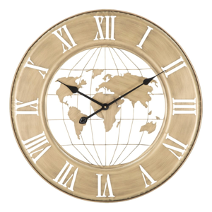 Nástenné hodiny v zlatej farbe Mauro Ferretti World, ø 63 cm