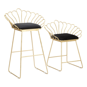 Sada 2 barových stoličiek v zlato-čiernej farbe Mauro Ferretti Flower