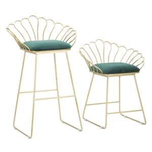 Sada 2 barových stoličiek v zlato-zelenej farbe Mauro Ferretti Flower
