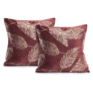 Sada 2 vínových obliečok na vankúše DecoKing Golden Leafes Burgundy, 45 × 45 cm