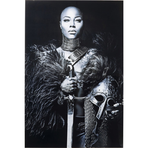 Zasklený čiernobiely obraz Kare Design Lady Knight, 150 × 100 cm