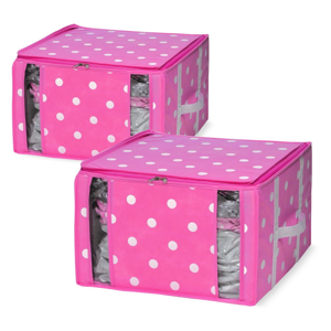 Sada 2 ružových úložných boxov s vakuovým obalom Compactor Girly Range, 40 x 42 cm