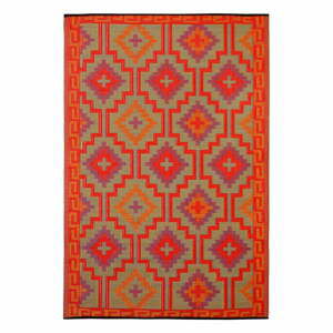 Oranžovo-fialový obojstranný vonkajší koberec z recyklovaného plastu Fab Hab Lhasa Orange & Violet, 150 x 240 cm