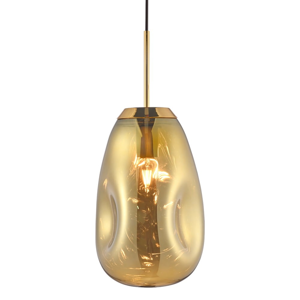 Závěsné svítidlo z fúkaného skla v zlaté barvě Leitmotiv Pendulum, výška 33 cm