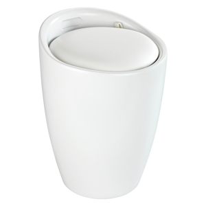 Biela kúpeľňová stolička s vyberateľným košom na bielizeň Wenko Candy