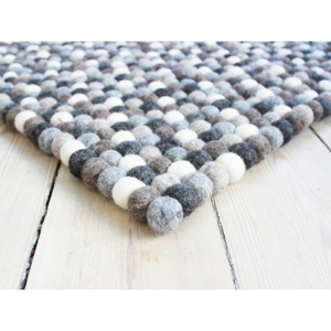 Sivo-biely guľôčkový vlnený koberec Wooldot Ball rugs, 100 x 150 cm