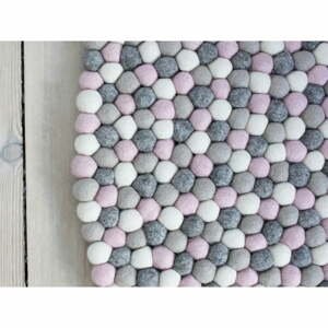 Svetlý ružovo-sivý guľôčkový vlnený koberec Wooldot Ball rugs, ⌀ 120 cm