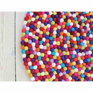 Tmavočervený guľôčkový vlnený koberec Wooldot Ball rugs, ⌀ 140 cm