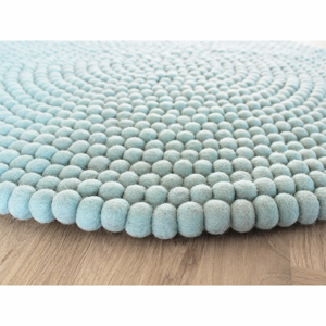 Pastelovomodrý guľôčkový vlnený koberec Wooldot Ball rugs, ⌀ 140 cm