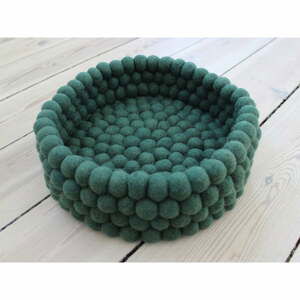 Tmavozelený guľôčkový vlnený úložný košík Wooldot Ball Basket, ⌀ 28 cm