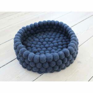 Tmavomodrý guľôčkový vlnený úložný košík Wooldot Ball Basket, ⌀ 28 cm