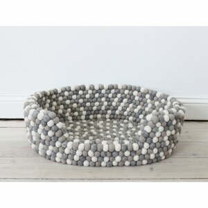 Svetlý sivo-biely guľôčkový vlnený pelech pre domáce zvieratá Wooldot Ball Pet Basket, 40 x 30 cm