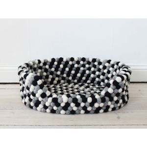 Čierno-biely guľôčkový vlnený pelech pre domáce zvieratá Wooldot Ball Pet Basket, 80 x 60 cm