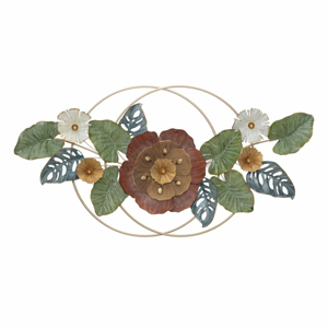Kovová závesná dekorácia so vzorom kvetín Mauro Ferretti Eden, 114,5 x 59,5 cm